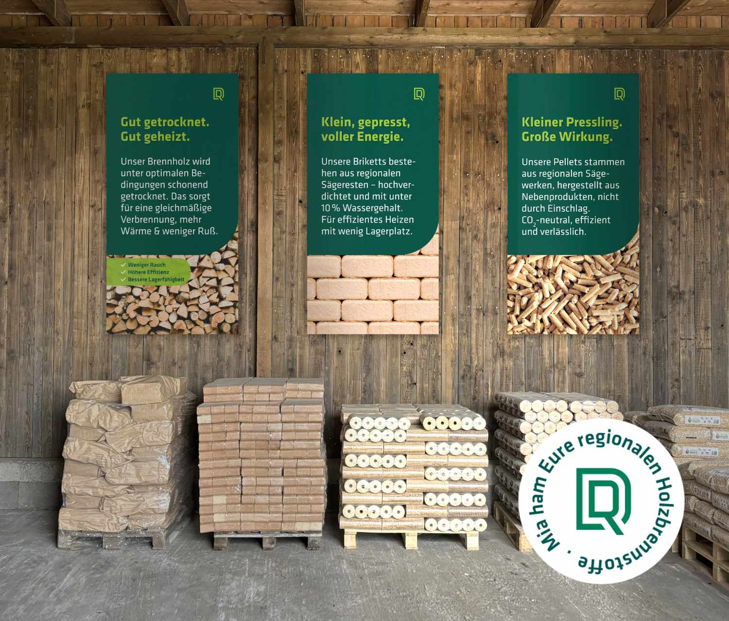 Holzbrennstoffe im Lager